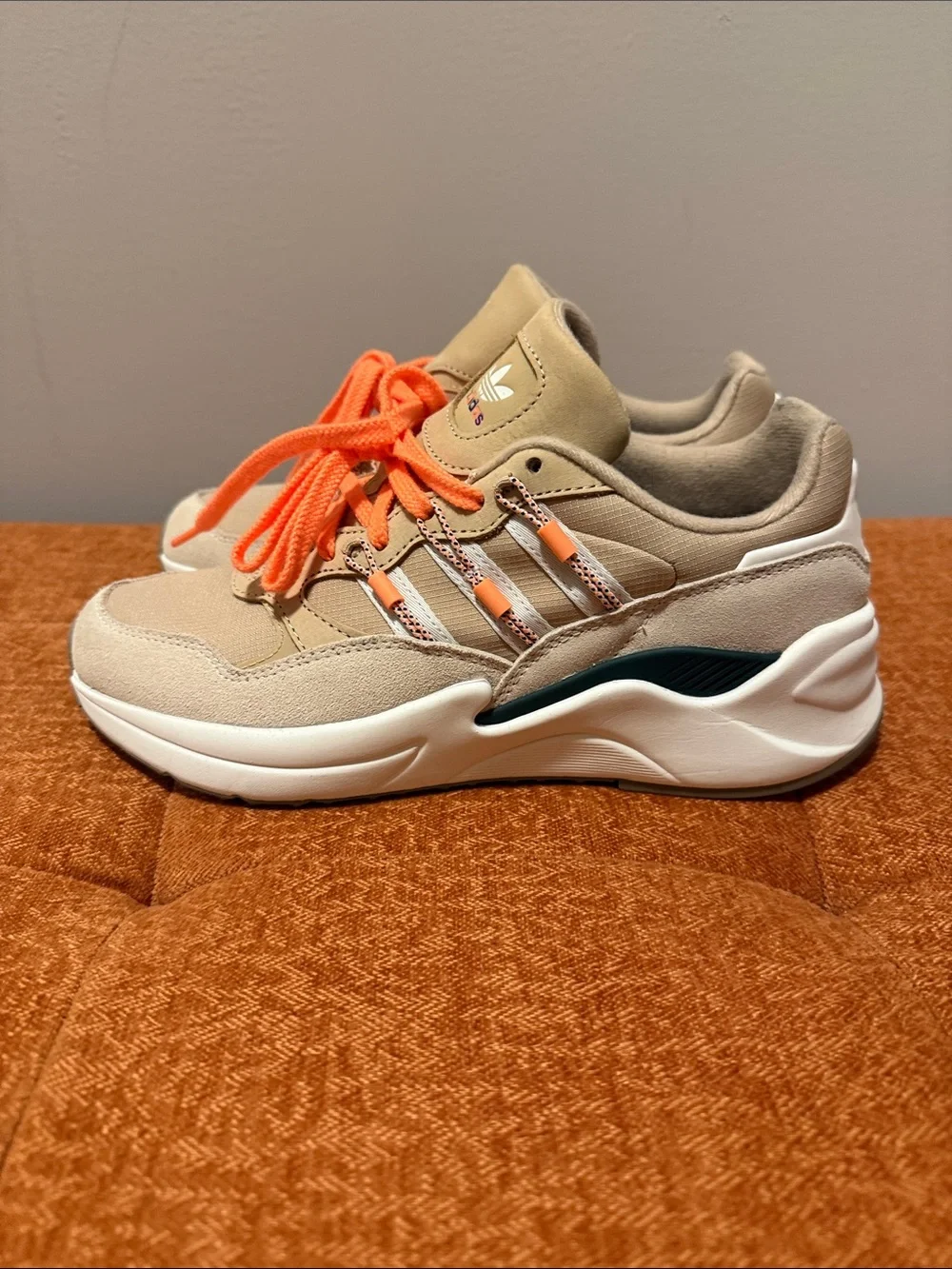 Adidas Men’s Beige and Orange Lace Casual Sneakers